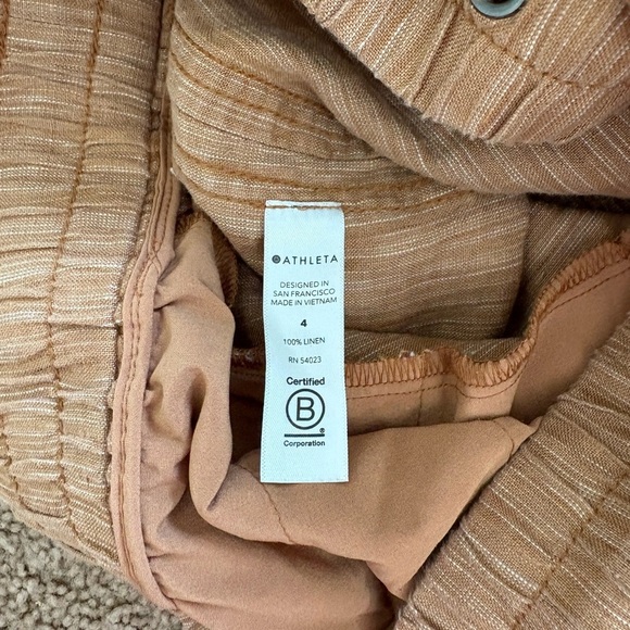 Athleta Cabo Linen Textured Wide Leg Pants Size 4 Sienna Brown - Picture 5 of 12